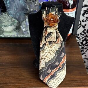 Elegant Multicolor Men's Tie with Floral Accent